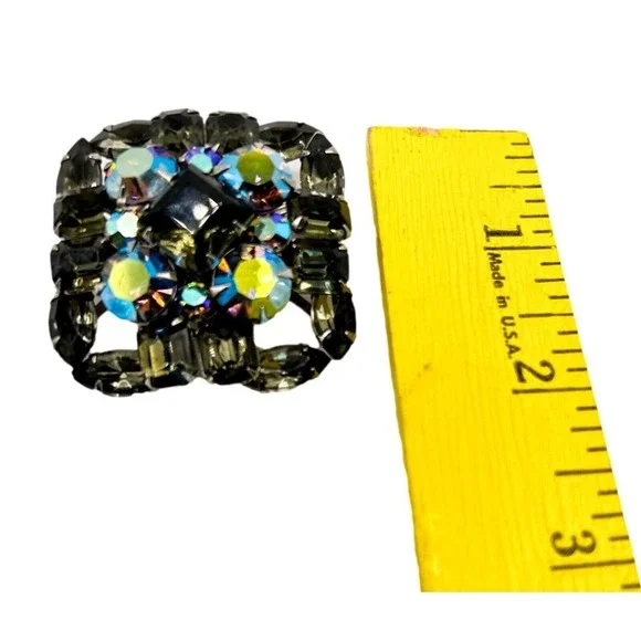 VINTAGE Judy Lee Brooch Gray Green Blue  Iridescent - Picture 5 of 6